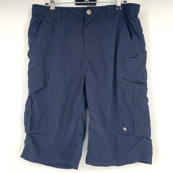 Columbia Sportswear Men's Navy Blue Nylon Cargo Shorts Side Zipper Pocket 30x12 - Picture 1 of 5